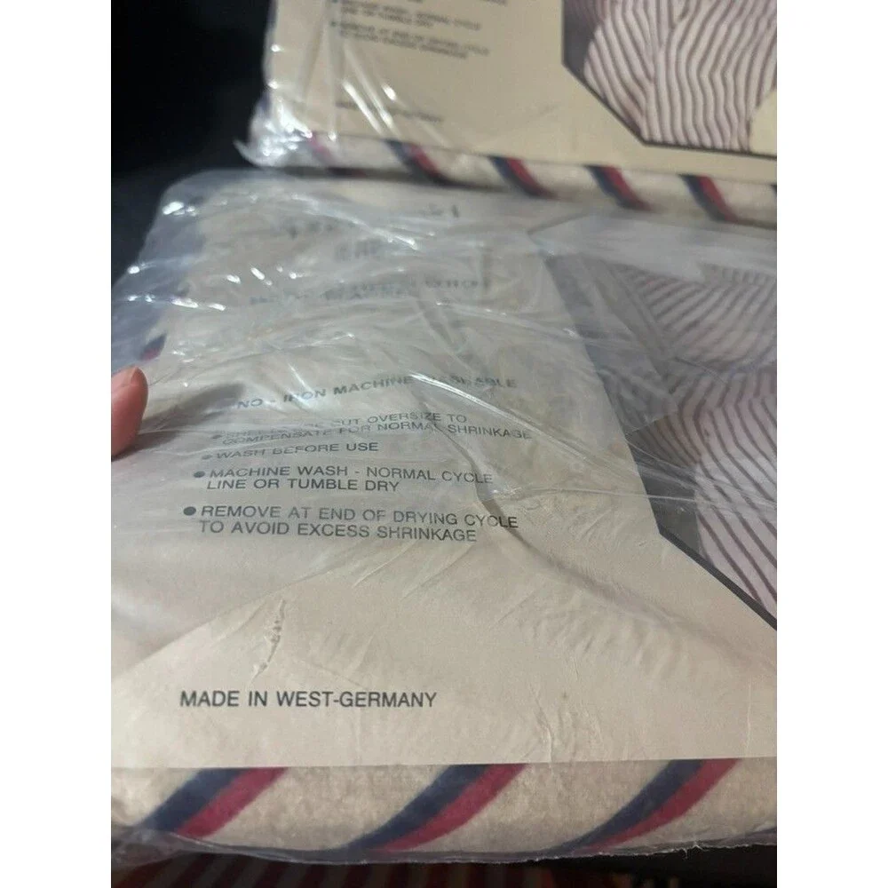 VINTAGE SPRINGMAID BY BILL BLASS TWIN FITTED SHEET, FLAT SHEET FLANNEL STRIPPED